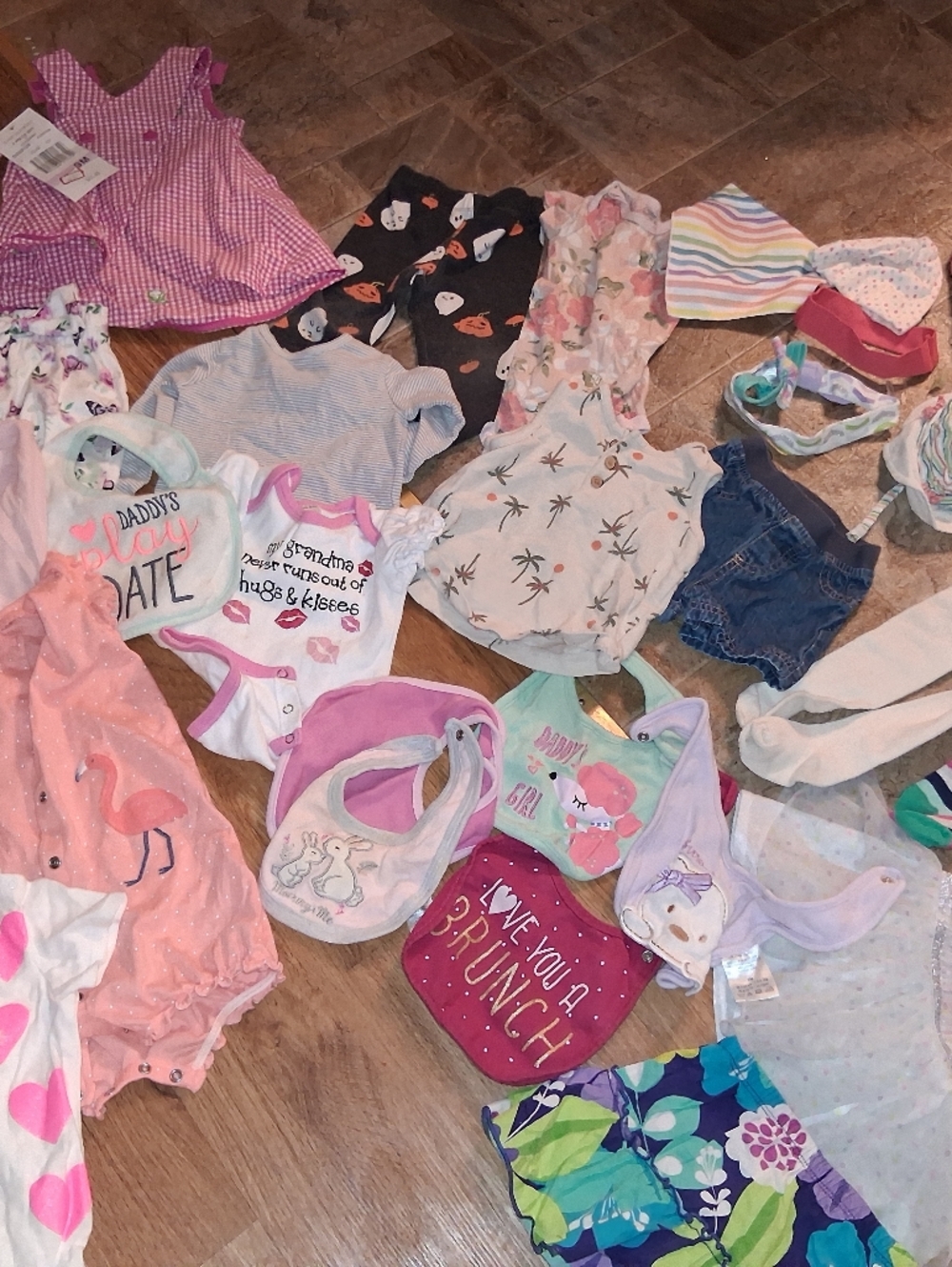 Thirty one piece size newborn to twelve month little girls clothes  Lot